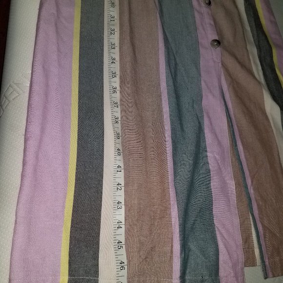 Patrons of Peace Mocha Multicolor Striped Buttons Front Dress Medium Small NEW - Picture 11 of 11